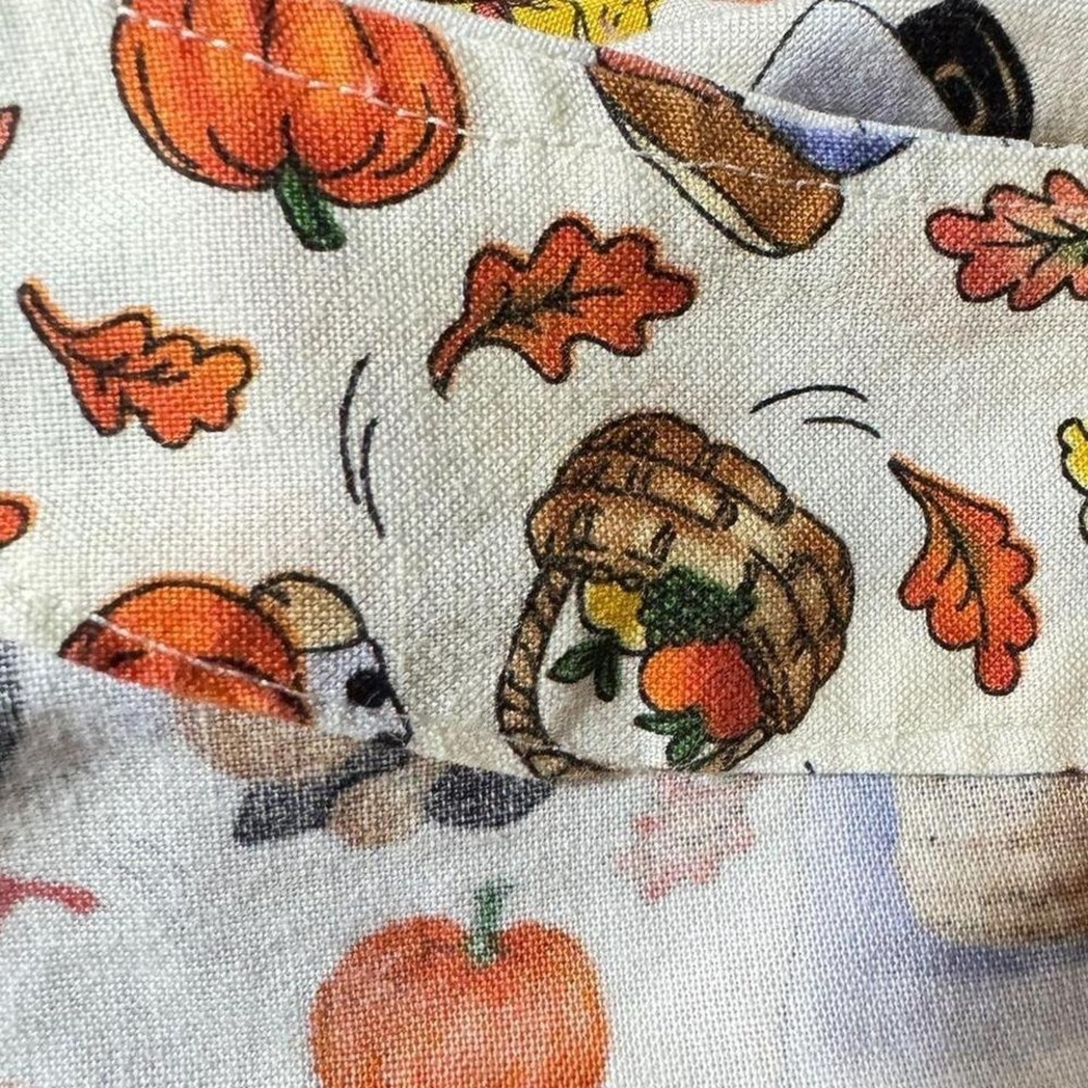 Vintage Handmade lab coat tunic Fall Thanksgiving pilgrims turkey nurse teacher - Picture 6 of 6